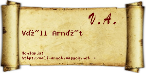 Váli Arnót névjegykártya